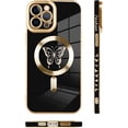 thumbnail image 4 of for iPhone 12 Pro Max Case [Support for Magsafe] Butterfly Pattern Magnetic Plating Electroplate Luxury Elegant Case Camera Protector Soft TPU Shockproof Protective Corner Back Cover -Black, 4 of 6