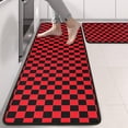 thumbnail image 2 of Kitchen Rugs Sets Of 2,Red and Black Checkerboard Pattern Anti Fatigue Kitchen Mat Rugs Non Slip Washable,Decorative Kitchen Floor Mats for Kitchen,Sink,Laundry,17"x47"+17"x47", 2 of 5