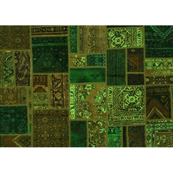 Ahgly Company Indoor Rectangle Oriental Green Modern Area Rugs, 4' x 6'