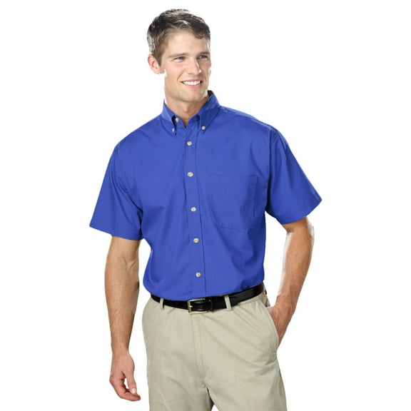 BlueGeneration Mens Short Sleeve Easy Care Poplin - French Blue 10 Extra Large Solid