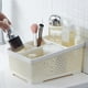 thumbnail image 1 of Bathroom Organizer Caddy | Plastic Storage Basket for Makeup Brushes, Cotton Swabs, Cosmetics, Pens | Multi-Compartment Box | Blue Beige Pink | 7.9x5.7x3.9 in | Desk, Bathroom, Vanity, 1 of 6