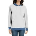 thumbnail image 6 of Karight Women Color Block Hoodies Drawstring Patchwork Oversized Sweatshirt Hoodie Senior Long Sleeve Pollover Top with Pocket, 6 of 6