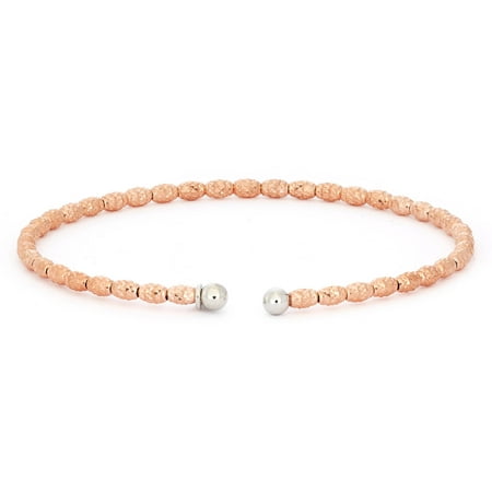 Giuliano Mameli Sterling Silver 14kt Rose Gold-Plated Faceted Oval Beaded Bracelet