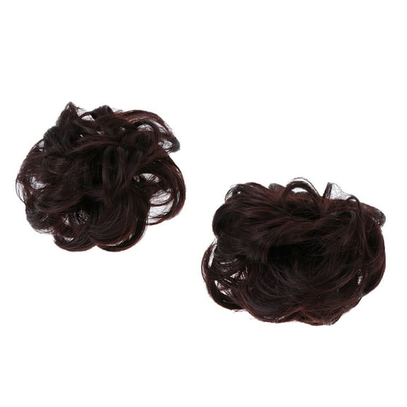 Stri 2Pcs Wig Hair Ring Hair Chignon Wig Synthetic Hair Bun Simulation Hair Plate Tool for Women Girls Dark Brown