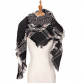 thumbnail image 3 of Womens Chunky Plaid Tartan Checked Soft Brushed Scarf Wrap Tassel Trims（Green Orange）, 3 of 3