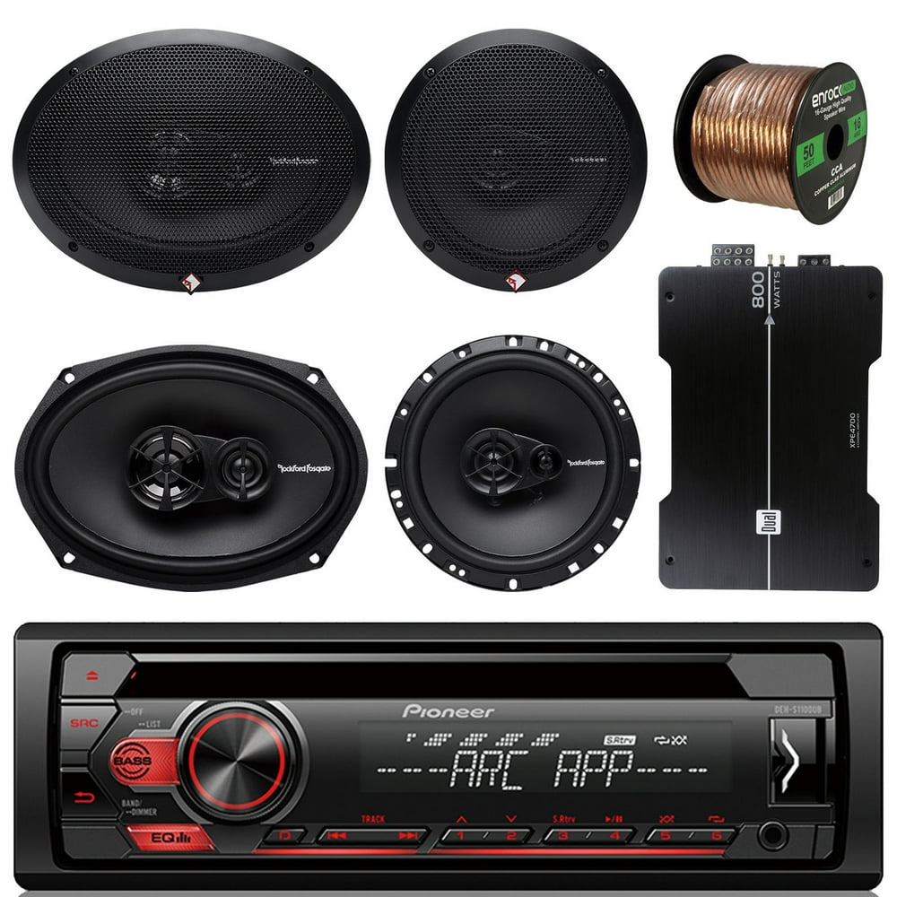 Pioneer Car Stereo CD Player Bundle Combo With 2x Rockford Fosgate 6.5" 180 Watt 3Way Full
