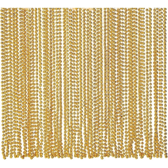 4E's Novelty 72 Pack Gold Bead Necklaces, Mardi Gras Party Beads & Parade Throws Bulk