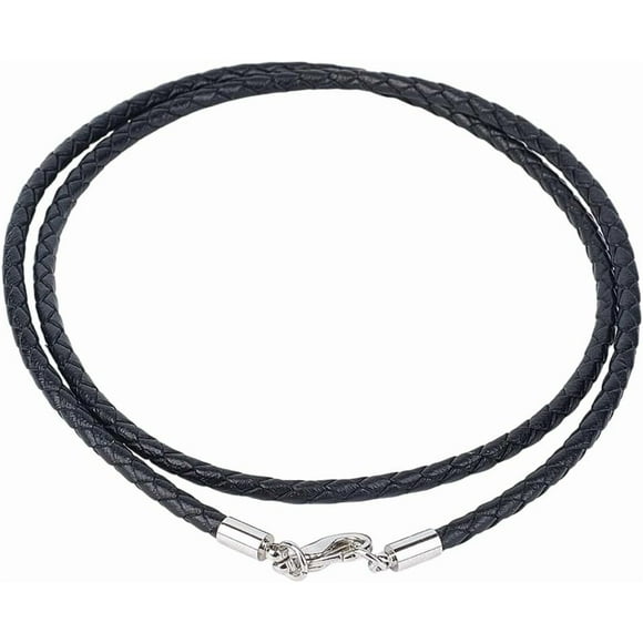 10PCS 3mm Black Genuine Leather Cord Necklaces 21 Inch Round Woven Real Leather Waxed String Rope Chain Necklace with Copper Lobster Clasps for Men Women Jewelry DIY Making