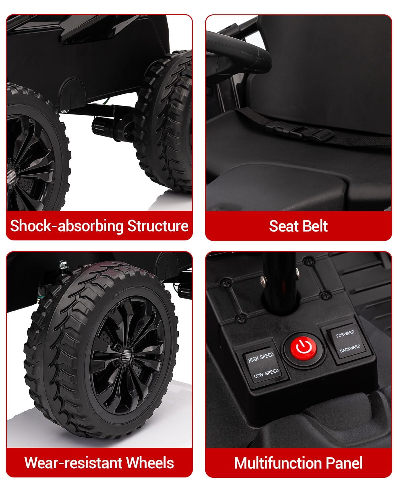 Towallmark 24V Kids Electric Car with Parent Control, 6MPH 200W 4x4 Ride On Car, 4 Shock Absorbers, Wide Adjustable Seat, Music, Wear-Resistant Wheels, 4 Wheeler ATV for Boys Girls Ages 3+