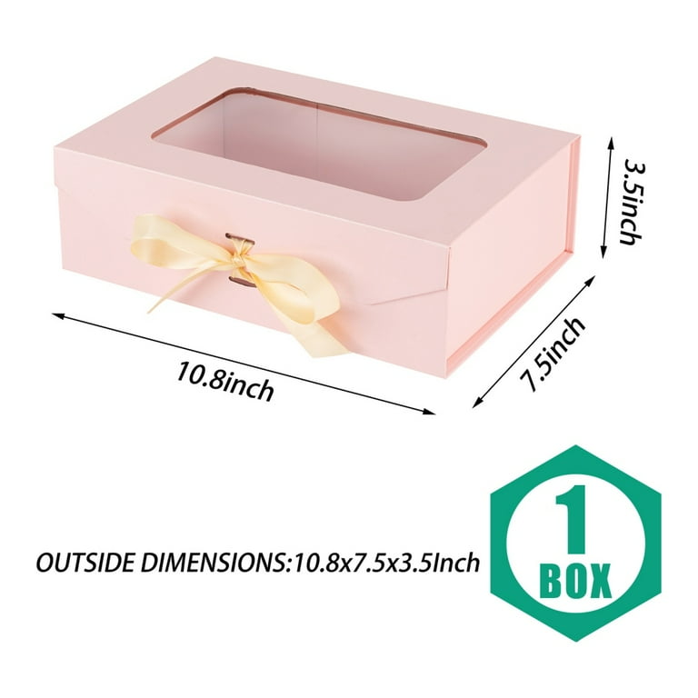 GooooodGift, Pink Gift Box, 10.8x7.5x3.5 Inches, with Window