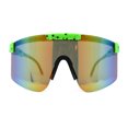 thumbnail image 2 of 80s Pop Paint Splatter Rimless Half Rim Oversize Sport Plastic Sunglasses Green Orange Mirror, 2 of 4