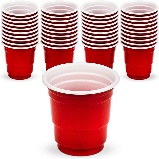 DecorRack Verres à Shot Rouges 2 Oz, 40 Verres à Shot en Plastique, Verres de Fête Jetables, Mini Verres à Shot, Rouge (40 Pack)