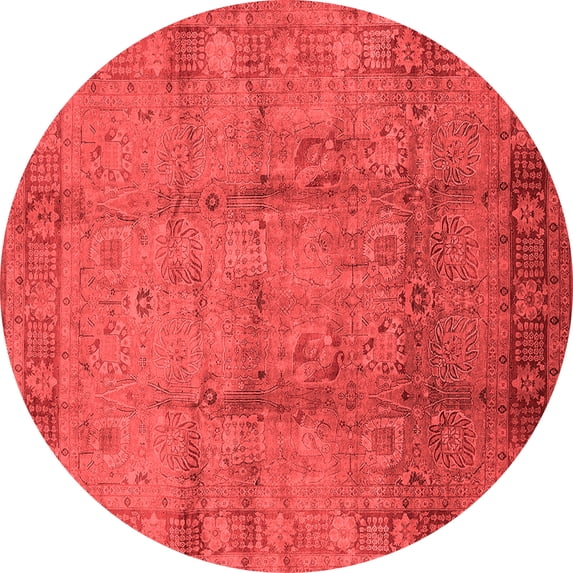 Ahgly Company Indoor Round Oriental Red Industrial Area Rugs, 5' Round