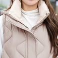 thumbnail image 5 of Htigea Long Outerwear for Women Unisex Casual Solid Vest Zipper Pocket Loose Sleeveless Jacket Hooded Coat Double Vest Puffer Vest Women Linen Khaki,XXL, 5 of 6