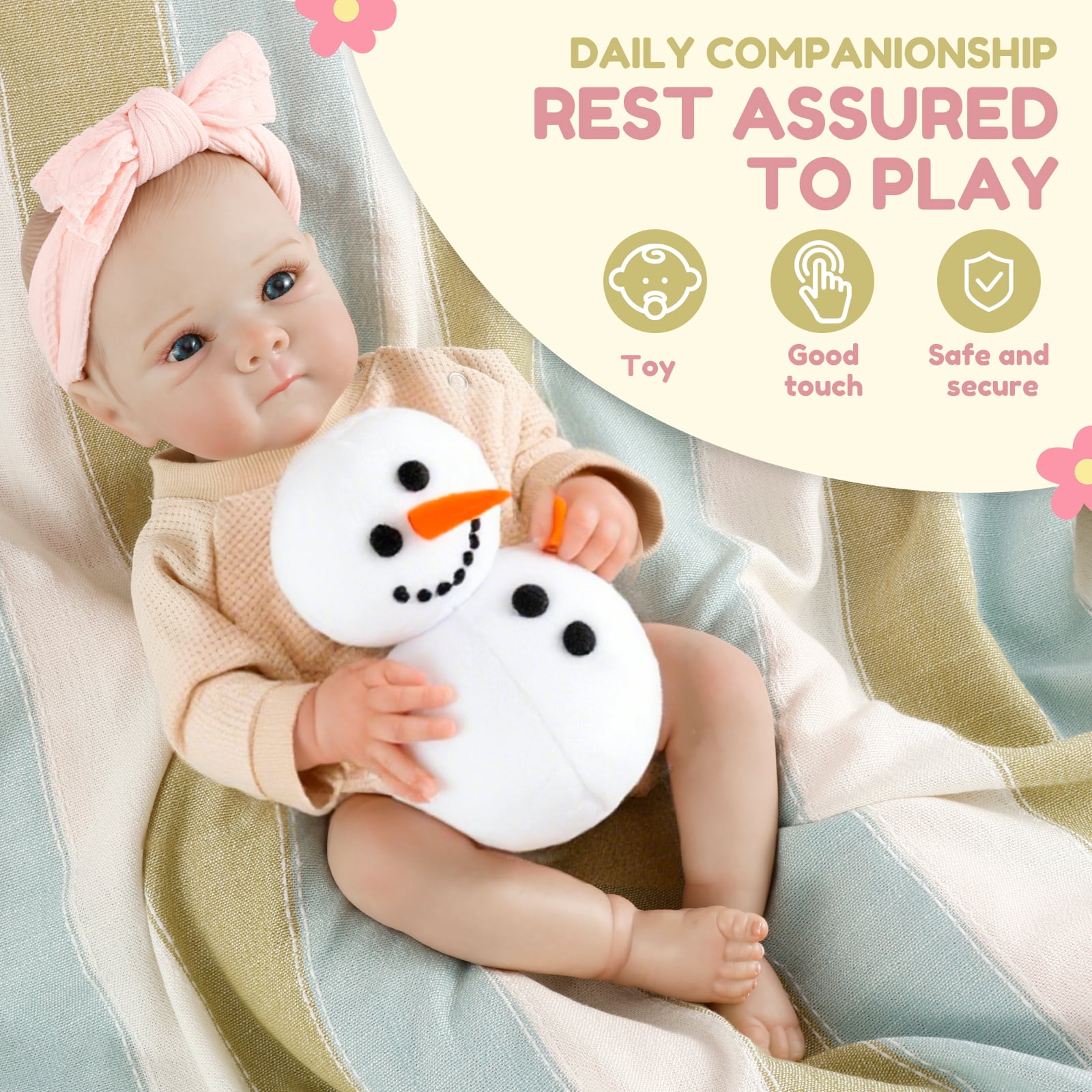 Keyohome Reborn Baby Dolls,18 inch Realistic Baby Doll, Lifelike Newborn Baby Dolls with Clothes and Toy Accessories Gift for Kids Age 3+
