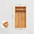 thumbnail image 2 of Small Silverware Organizer, Bamboo Kitchen Drawer Organizer, Utensil Holder, Cutlery Tray & Spoon Flatware Storage with Grooved Drawer Dividers (6.7''W x 12''D), 2 of 6