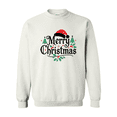thumbnail image 3 of Gildan Merry Christmas with Santa Hat Design Sweatshirt, Men's White Crewneck Christmas Sweater, XL, 3 of 5