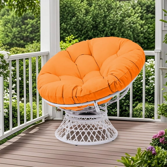 Glory Patio Papasan Swivel Chair with Padded Cushion (orange)