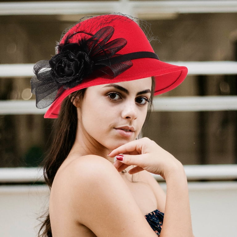Elegant Red Fascinator Hat glam looks like new Adinkra Flame Red Sculpted Fascinator: Feathered Statement  main image 3