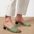 thumbnail image 4 of XYD Women Raffia Mesh Open Square Toe Mules Slip-on Low Chunky Heel Slides Sandals Casual Dress Shoes Backless Style Size 7 Green, 4 of 4