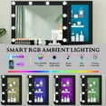 thumbnail image 3 of PUFFCAFE Makeup Vanity Desk with Mirror and Lights,45" Black Fluted Glass Top Makeup Table with Power Outlet& RGB Storage Cabinet,Large Dressing Table, 3 of 8