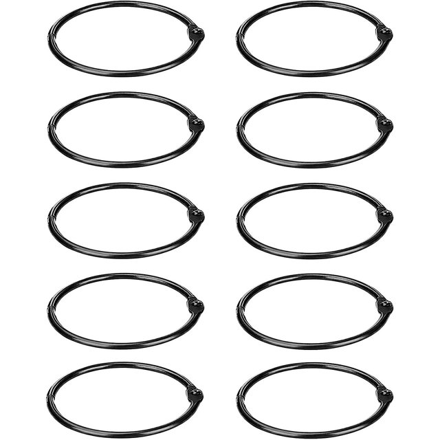 Loose Leaf Rings Binder Rings 3 Inch Black Nickel Plated Steel Book Rings Album Rings (10 Pack)