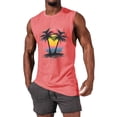 thumbnail image 1 of Camiseta sin mangas de cuello redondo para hombre, informal, a la moda, con estampado, deportiva, de poliéster, 1 of 5