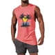 thumbnail image 1 of Camiseta sin mangas de cuello redondo para hombre, informal, a la moda, con estampado, deportiva, de poliéster, 1 of 5