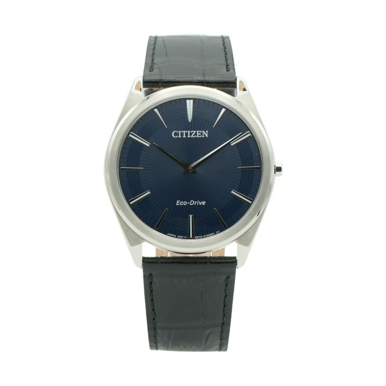 Citizen Mens Stiletto AR3070 04L Eco Drive Navy Blue Guilloche Dial Dress Watch Walmart
