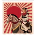 thumbnail image 3 of Samurai Shower Curtain, Japanese Man on a Horse Cartoon Style Oriental Culture Comic Book Effect Stripes, Fabric Bathroom Set with Hooks, 69W X 70L Inches, Multicolor, by Ambesonne, 3 of 3