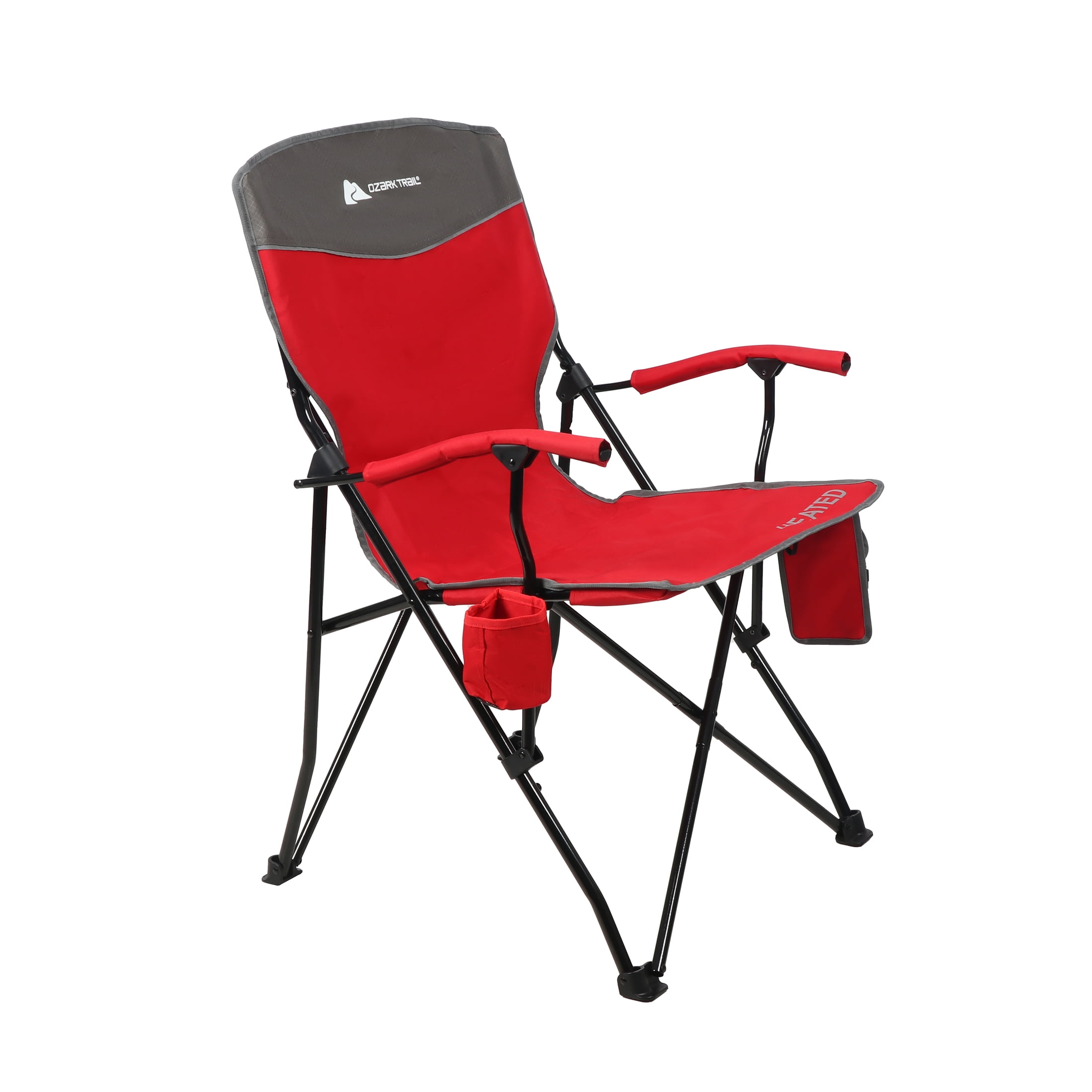 Ozark Trail Hard Arm Heated Chair, Red