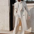 thumbnail image 5 of WCMZJ Women Oversize Double Breasted Pea Coat Casual Long Lapel Work Office Overcoat Trench Coats with Pocket White XXL, 5 of 9