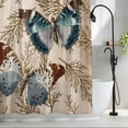 thumbnail image 2 of Vintage Teal Butterfly Long Shower Curtain Set, Waterproof Shower Curtains for Bathroom, Vintage Brown Tree Branch Washable Fabric Cloth Bath Curtain for Bathtub Decoration with Hooks 72x84 Inches, 2 of 9