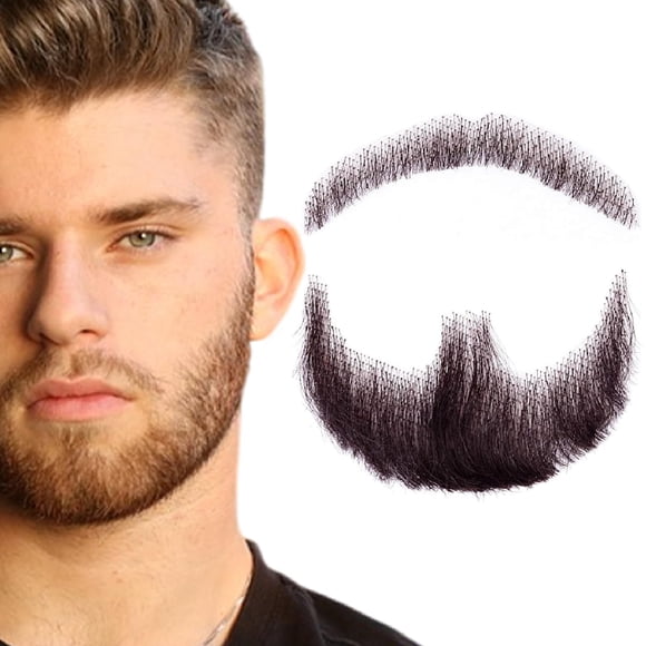Barba falsa Bigote realista Atado a mano completo Perilla Vello facial Adultos Hombres Maquillaje Encaje Barbas postizas invisibles para disfraces de Halloween Entretenimiento Drama Fiesta Película Ma
