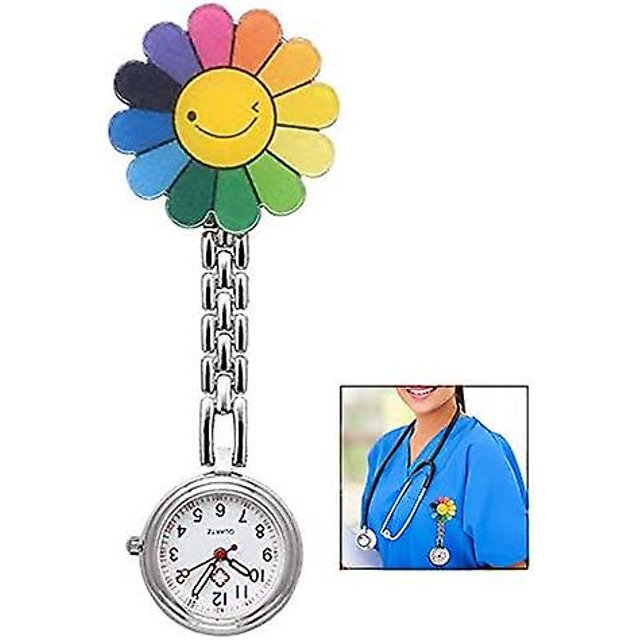 Reloj de enfermera con clip de 20 mm, reloj de enfermera de cuarzo resistente al agua para hombres, mujeres, médicos y enfermeras, plateado