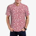 thumbnail image 3 of Balery Red Flowers Printed Men’s Short Sleeve Polo Shirt, Midweight Men's Shirt,Golf Polo shirts -4X-Large, 3 of 9