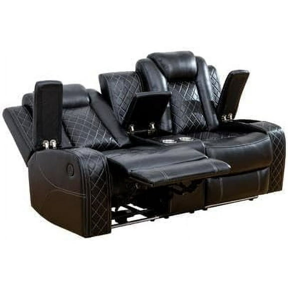 AYCP Multifunction Power Air Leather Recliner Sofa Set with LED Lights, Living Room Furniture, Reclining Sofa, loveseat, Chair with USB Port/Storage Loveseat
