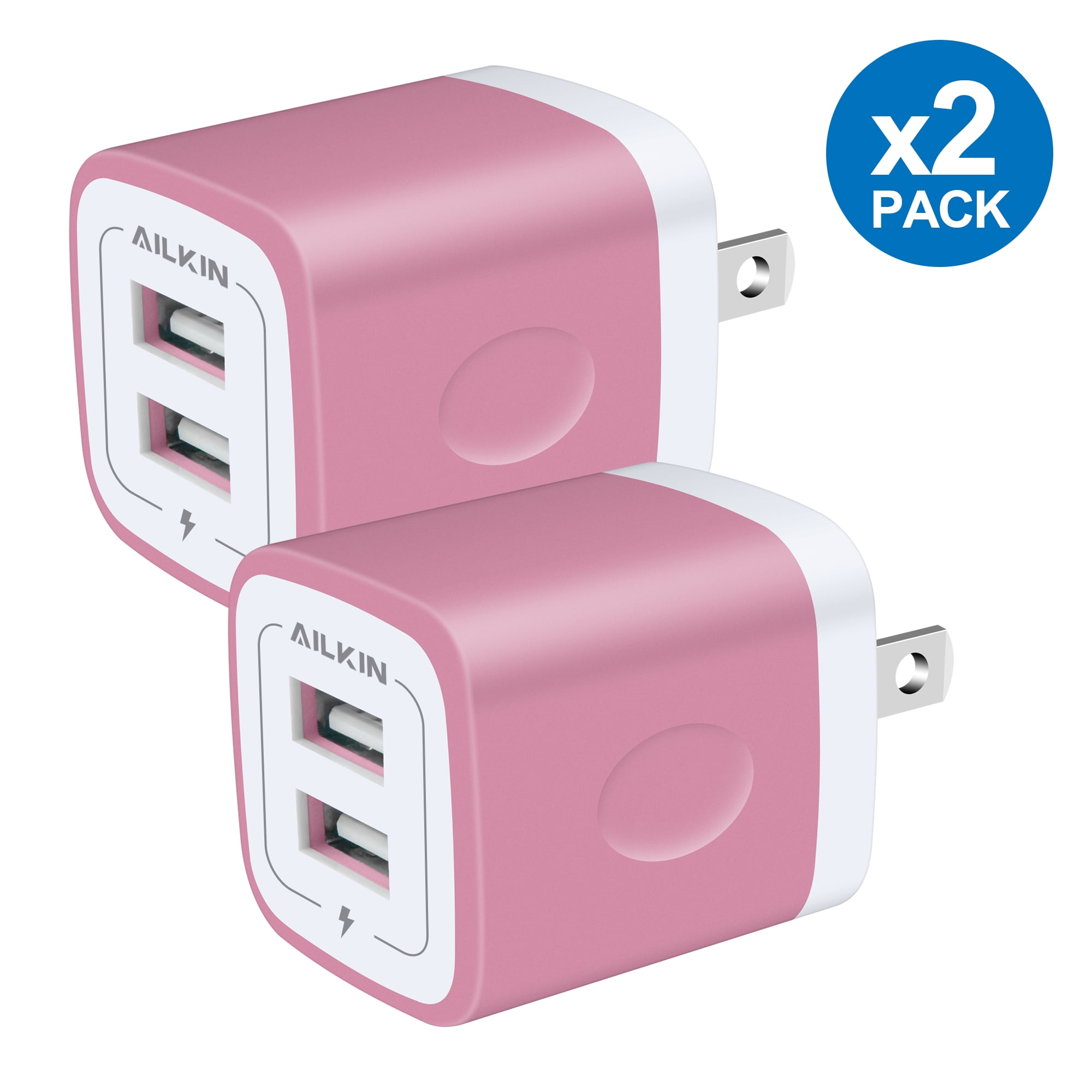 Charger Block,2PACK USB Wall Charger Adapter,AILKIN 2.1A Dual Port Fast
