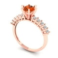 thumbnail image 2 of 1.05ct Round Cut Red Crystal 14k Pink Rose Gold Engraving Statement Bridal Wedding Designer Ring Size 4, 2 of 5