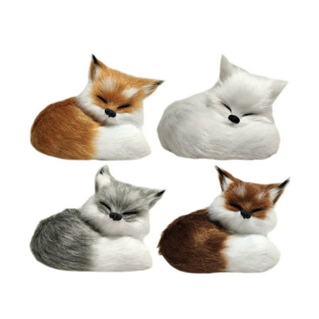 

Fox Plush Animal Animals Model Simulation Foxes Stuffed Figures Decor Decoration Mini Sleeping Lifelike Figurine