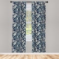 thumbnail image 3 of Ambesonne Floral Curtains, Botanical Blossoms Leaves, Pair of 28"x63", Dark Violet Blue Teal, 3 of 5