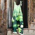 thumbnail image 2 of lcziwo Jumpsuits for Women 2025 St. Patrick's Day Sleeveless Straps Overalls Funny Irish Clover Graphic Print Rompers Summer Cotton Linen One Piece Pants Green S, 2 of 6