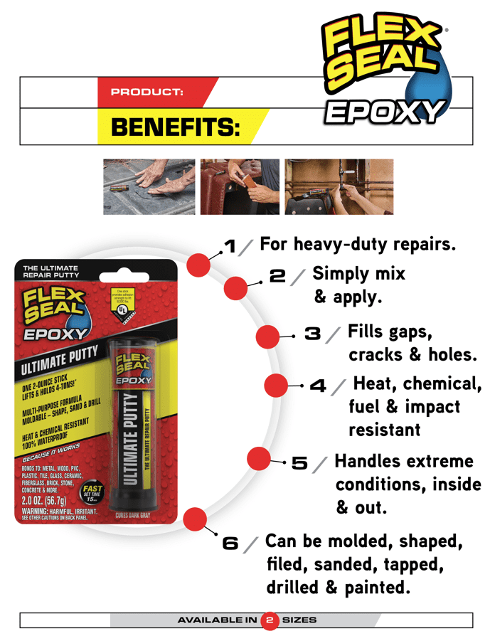 Flex Seal Epoxy Ultimate Putty Dark Gray 2.0 oz