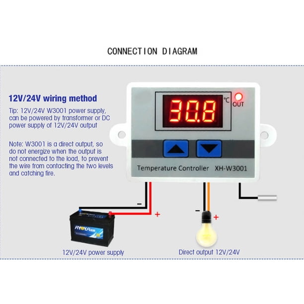 Termostato, XH W3001 Controlador De Temperatura LED Digital Interruptor De Termostato Con Sonda De Sensor A Prueba De Agua 110 A 220V 1500W