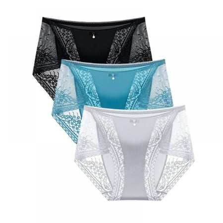 

Women s Lace Underwear Seamless Silky Mid Rise Panties 3 Pack