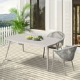 thumbnail image 5 of Nuu Garden 63x35'' 6-Person Aluminum Outdoor Dining Table,All Weather Outdoor Slat Rectangle Dining Table with Umbrella Hole,Bistro Table for Garden, Backyard, Beige, 5 of 10