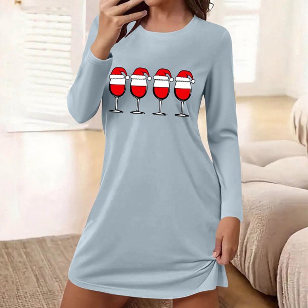 Camisón corto de manga larga y cuello redondo para mujer, bata de baño holgada de invierno para el hogar, bata de poliéster para mujer.