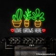 thumbnail image 3 of Glowneon Love Grows Here Neon Sign, Plant Led Sign, Modern Green Plant Decor, Tropical Leaf Décor, 3 of 5