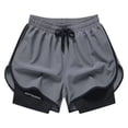 thumbnail image 4 of Bañadores de estilo americano para hombre, pantalones deportivos para correr, ropa interior, pantalones cortos informales de baloncesto antiexposición para entrenamiento de ilusión de dos piezas, 4 of 5