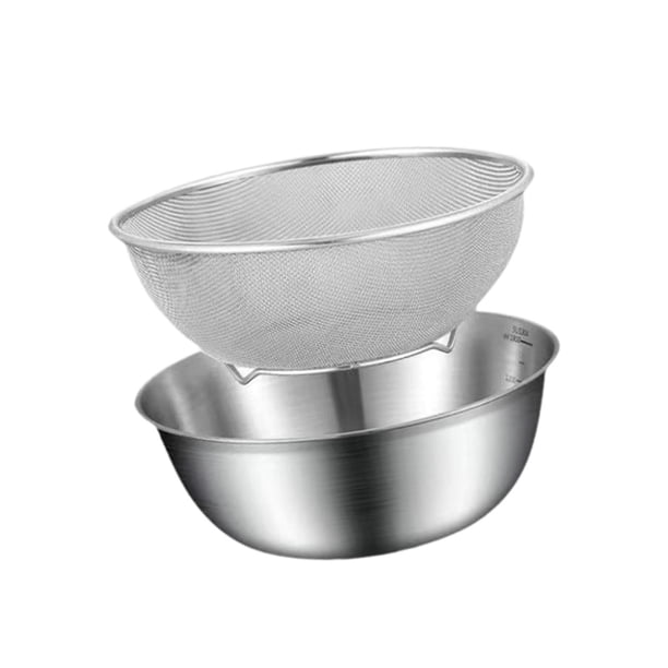Juego de colador de alimentos de acero inoxidable, cuenco para lavar arroz, escurridor de agua para fregadero